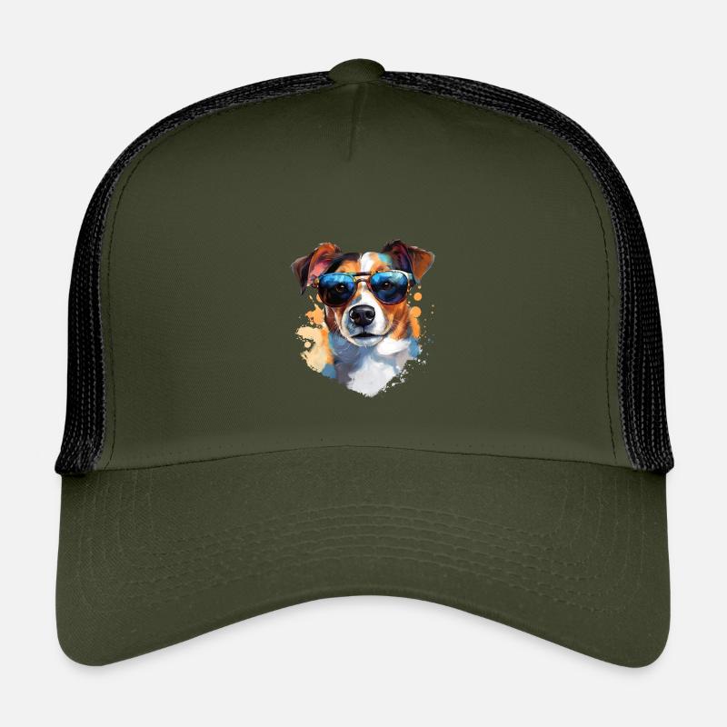 Jack Russel mit Sonnenbrille - Kinder Trucker-Cap - Olive/Schwarz