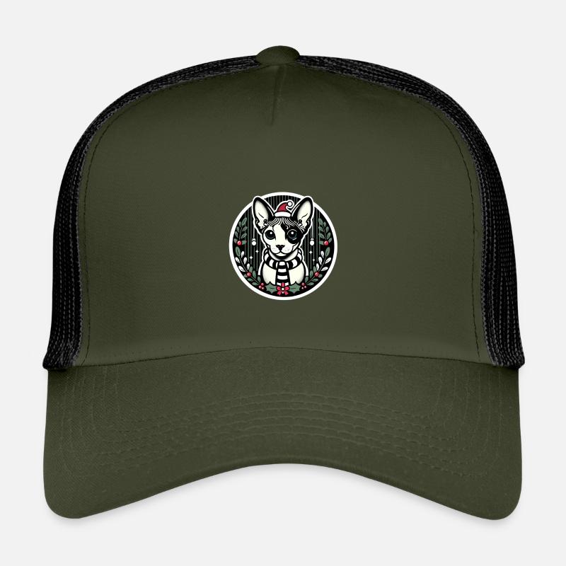 Portrait de Noël d’un Sphynx Casquette trucker enfant