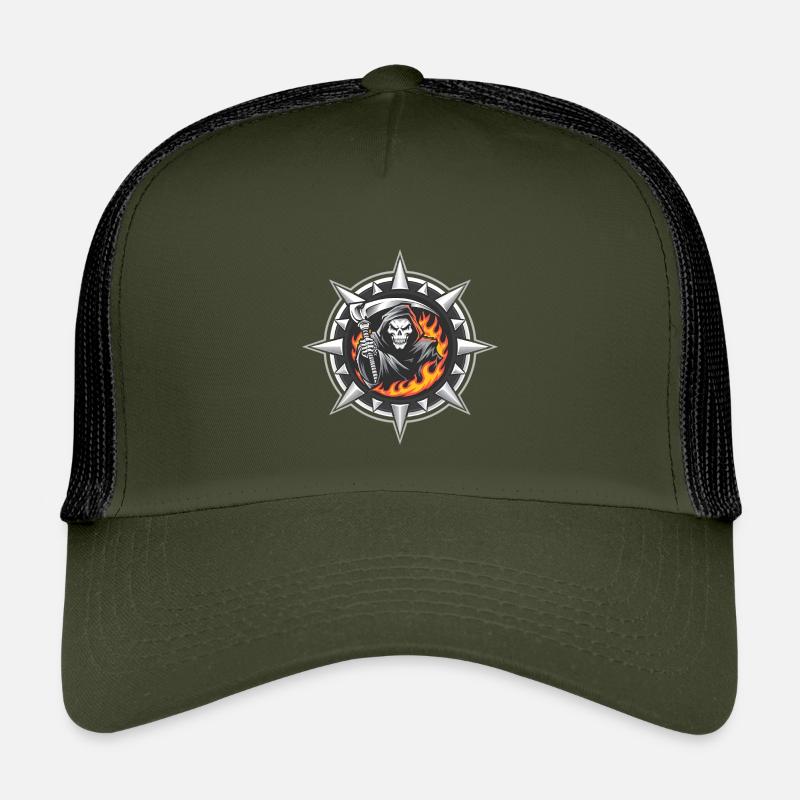Faucheuse enflammée sur crête à pointes Casquette trucker enfant