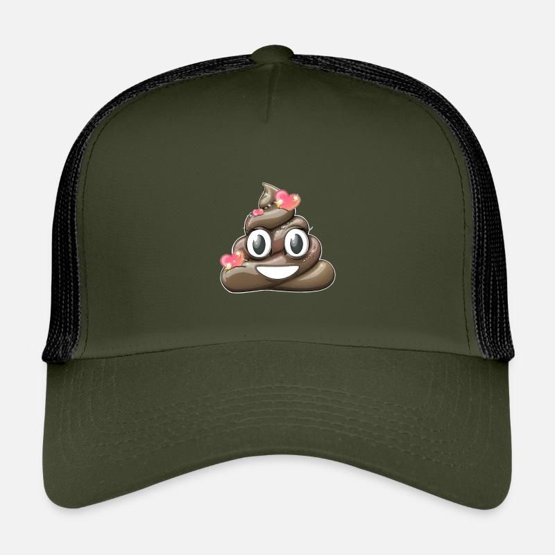 Verspieltes Happy Poop Design - Kinder Trucker-Cap - Olive/Schwarz