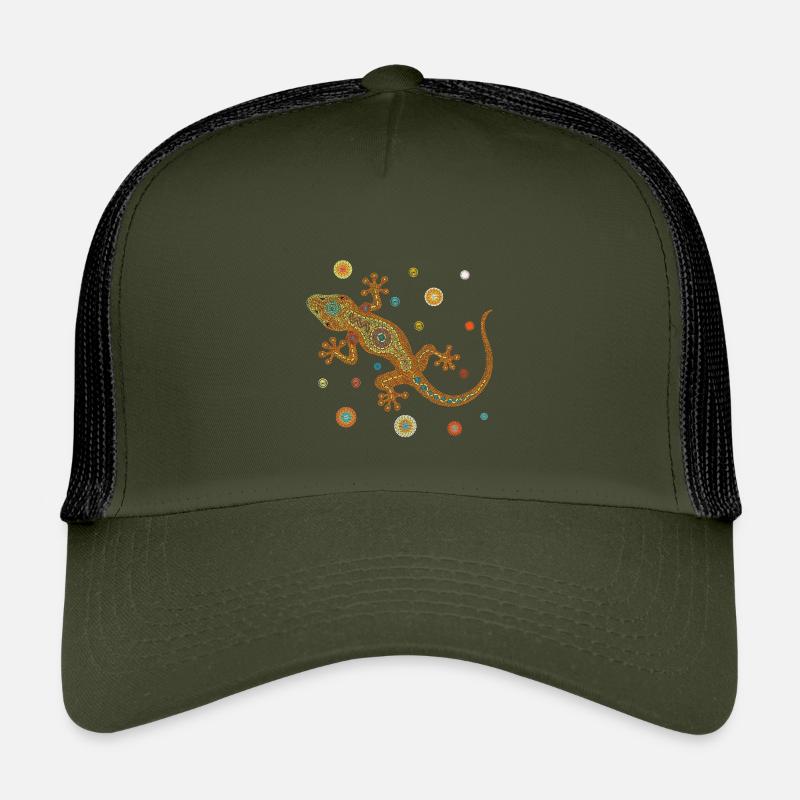 Mosaik-Eidechse – Farbenfrohes Tierdesign - Kinder Trucker-Cap - Olive/Schwarz