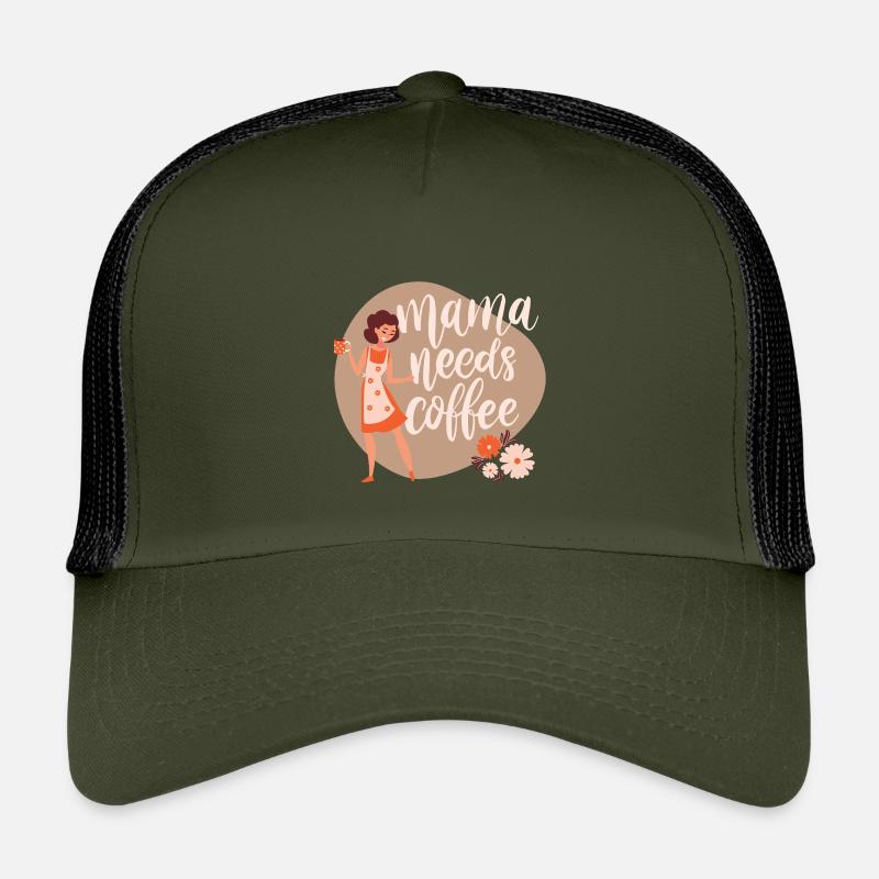 Mama needs coffee - Kinder Trucker-Cap - Olive/Schwarz