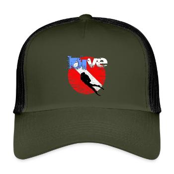 American Diver Down Flag - Kids’ Trucker Cap - olive/black - Front