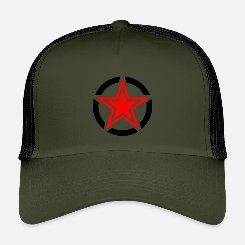 Roter durchbrochener Stern - Kinder Trucker-Cap - Olive/Schwarz