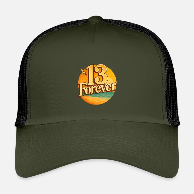 13Strand - Kinder Trucker-Cap - Olive/Schwarz