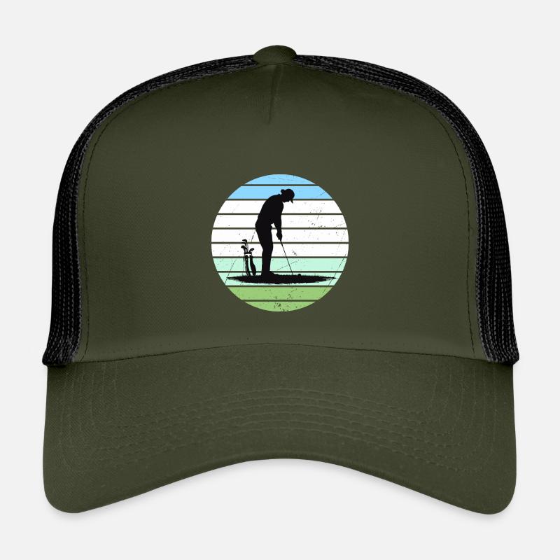 Golf silhouette in pastel circle - Kids’ Trucker Cap - olive/black