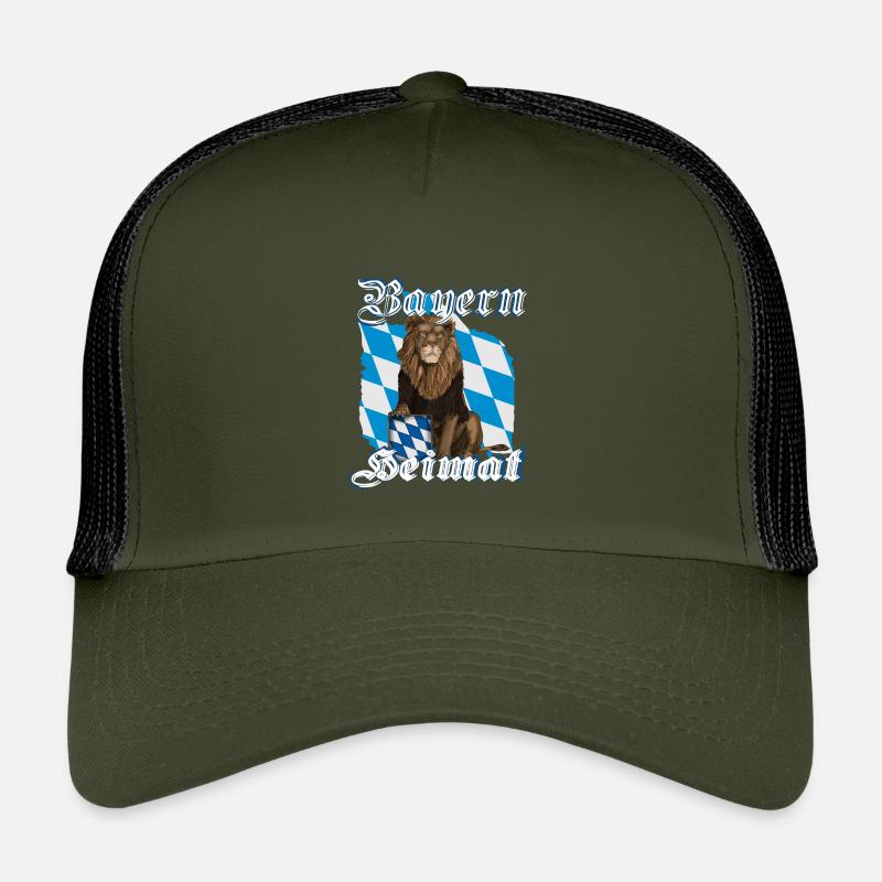 Bayern Heimat Löwe - Kinder Trucker-Cap - Olive/Schwarz
