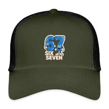 67 Six Seven 6 7 - Lustiges italienisches  - Kinder Trucker-Cap - Olive/Schwarz - Vorne