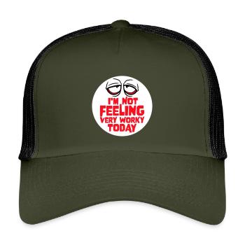 Je ne me sens pas très worky aujourd’hui Faul Arbeit humour - Casquette trucker enfant - olive/noir - Devant