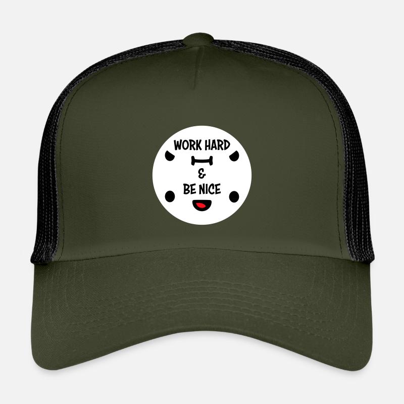 Work Hard Be Nice Motivation Positiver Geist Zitat Kinder Trucker-Cap