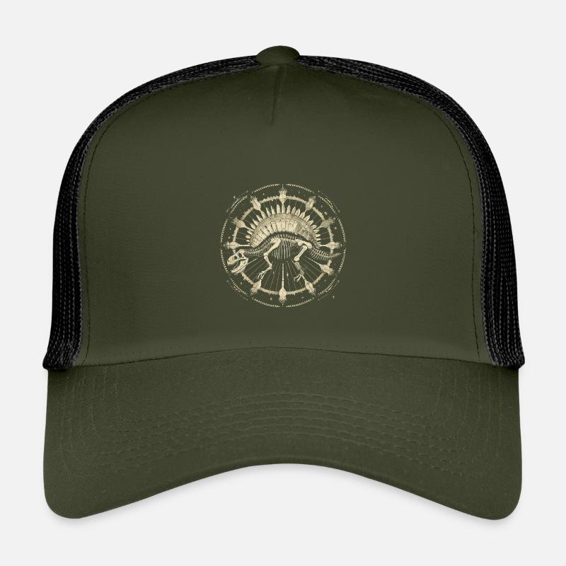 Stegosaurus Skelett – Kosmisches Boho Fossil - Kinder Trucker-Cap - Olive/Schwarz
