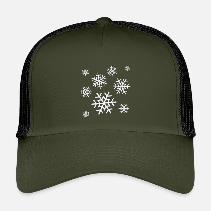 Weisse Schneeflocken Winter Feeling Motiv  - Kinder Trucker-Cap - Olive/Schwarz