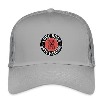 J’aime les chiens, je déteste le fascisme - Produits dérivés antifascistes - Casquette trucker enfant - gris clair - Devant
