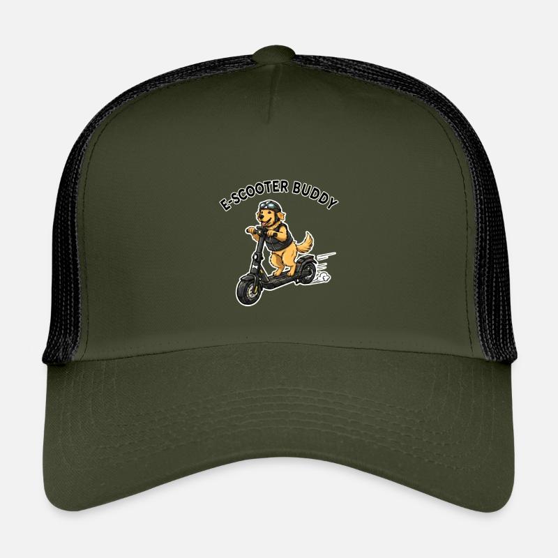EScooter Buddy Hund Illustration - Kinder Trucker-Cap - Olive/Schwarz