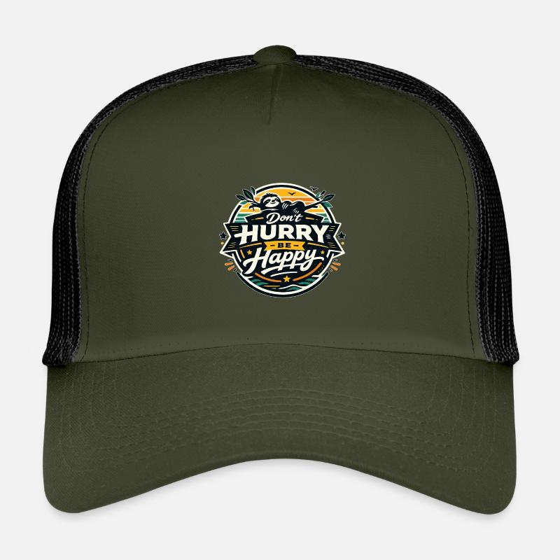 Dont Hurry Be Happy Sloth Kids’ Trucker Cap