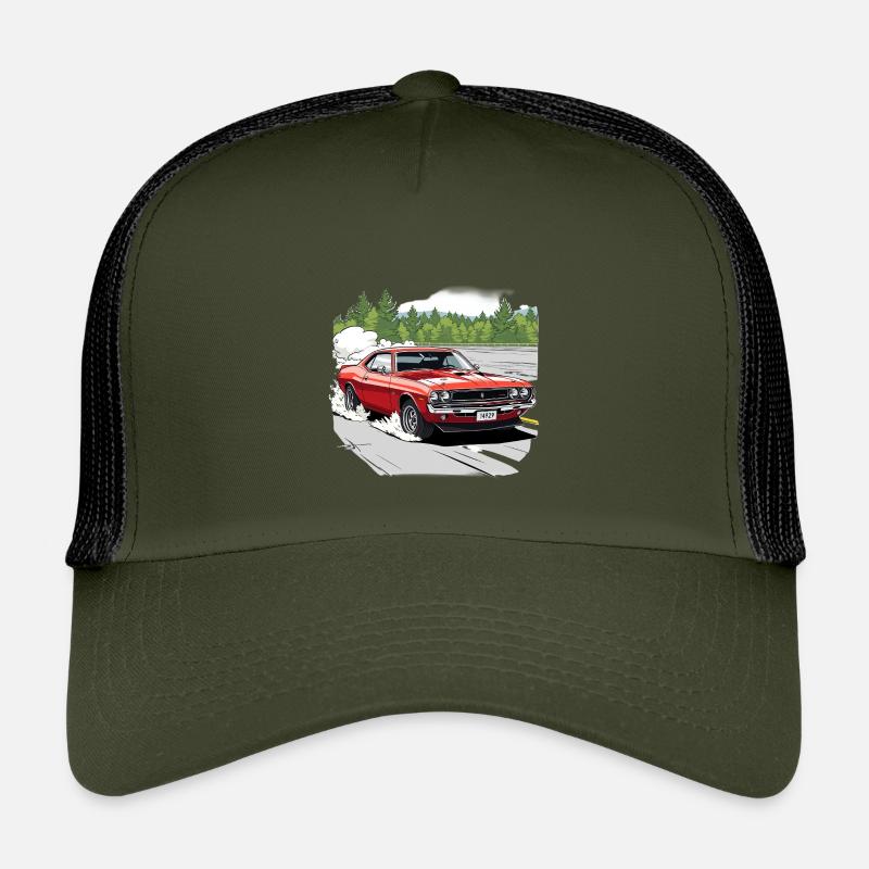 Klassische Auto-Drift in Rot - Kinder Trucker-Cap - Olive/Schwarz