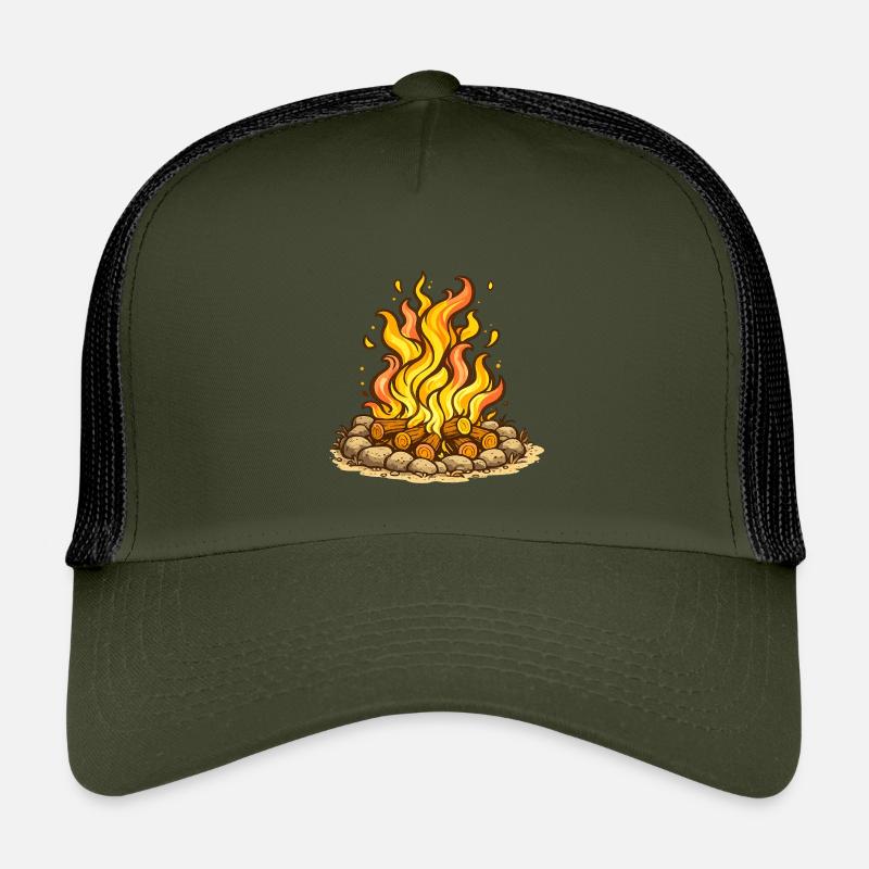 Cozy Campfire Flames Illustration Kids’ Trucker Cap
