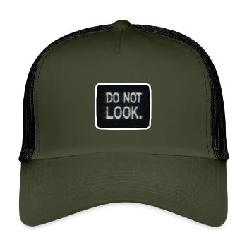 Do Not Look Minimalist Glitch - Kids’ Trucker Cap - olive/black - Front