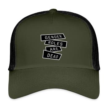 Gender Roles Are Dead Statement Freedom Saying - Kids’ Trucker Cap - olive/black - Front