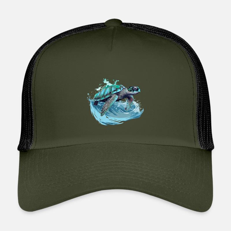 Neon Sea Turtle Wave Dance Kids’ Trucker Cap