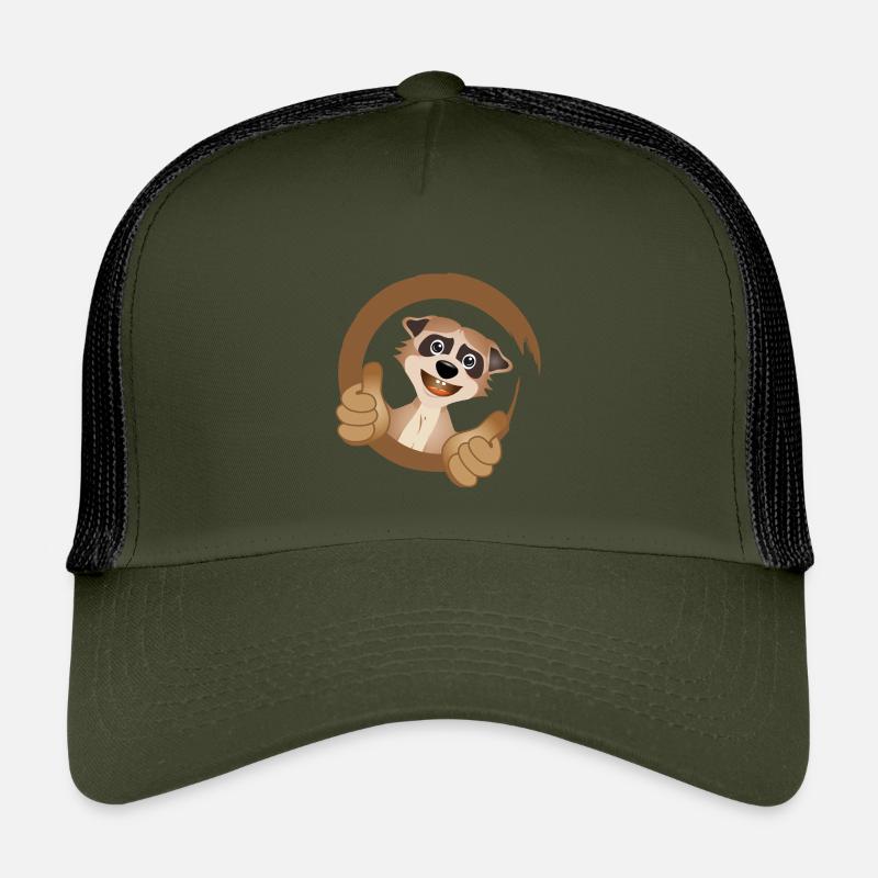 cooles Erdmännchen mit Daumen nach oben - Kinder Trucker-Cap - Olive/Schwarz