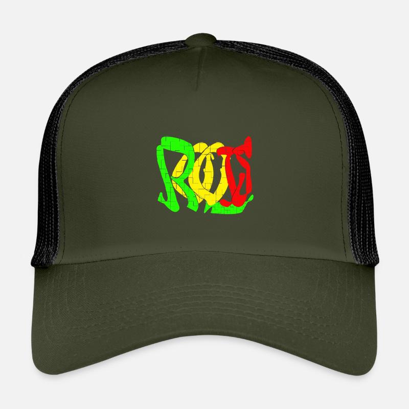 Rasta Farbblock Muster - Kinder Trucker-Cap - Olive/Schwarz