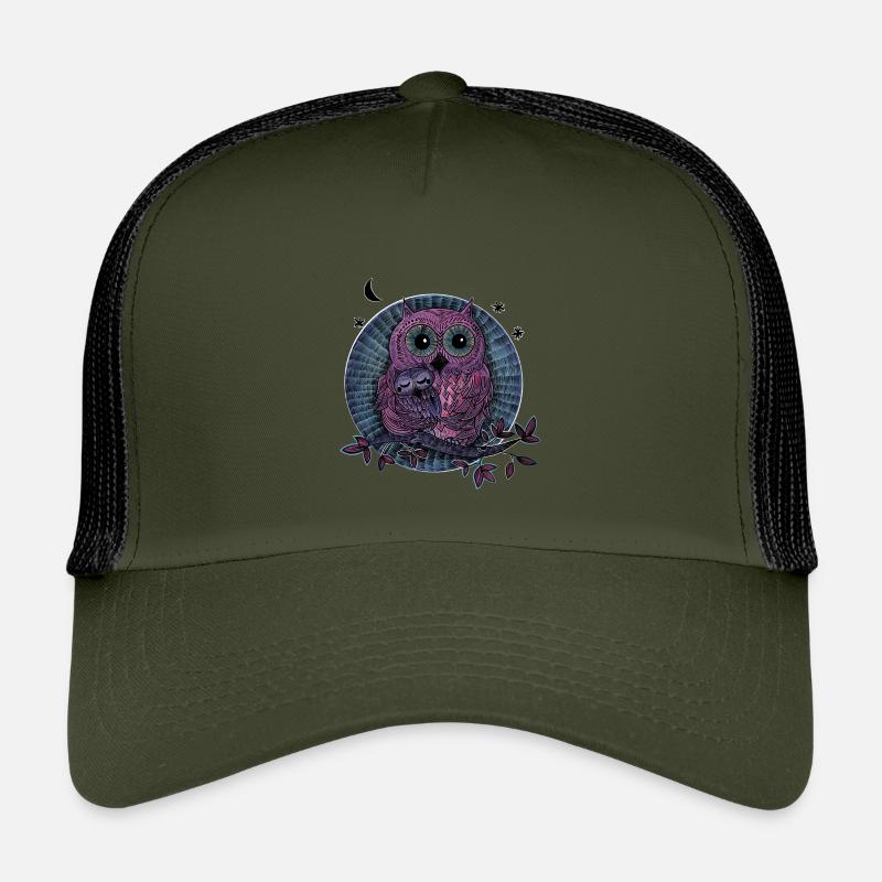 Eulen Mama Kind - Kinder Trucker-Cap - Olive/Schwarz