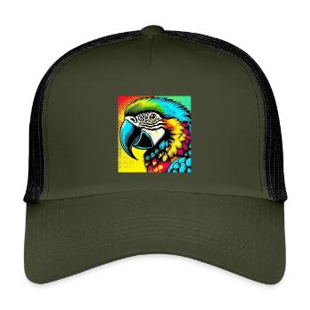 Papagei Pop Art - Kinder Trucker-Cap - Olive/Schwarz - Vorne