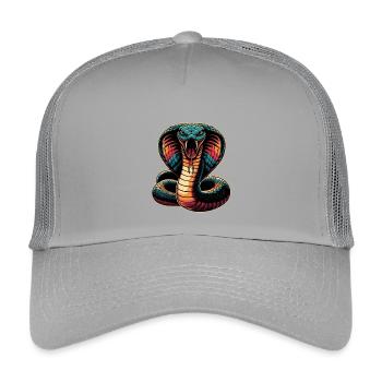 motif serpent Cobra dynamique et coloré - Casquette trucker enfant - gris clair - Devant