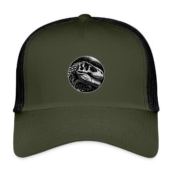 Squelette de dinosaure noir et blanc pour les fans de dinosaures - Casquette trucker enfant - olive/noir - Devant