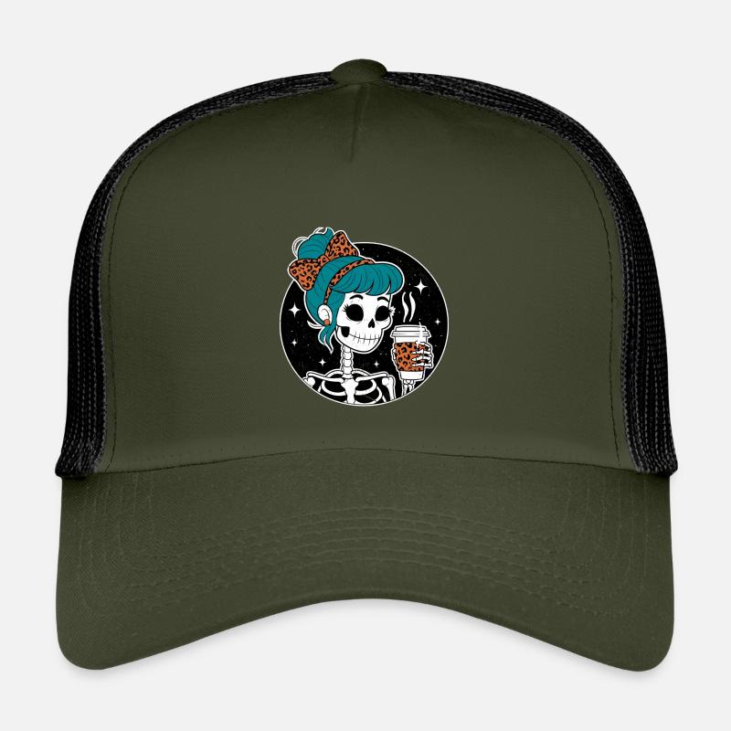 Funny Mexican Skeleton with Latte Coffee Halloween Kids’ Trucker Cap