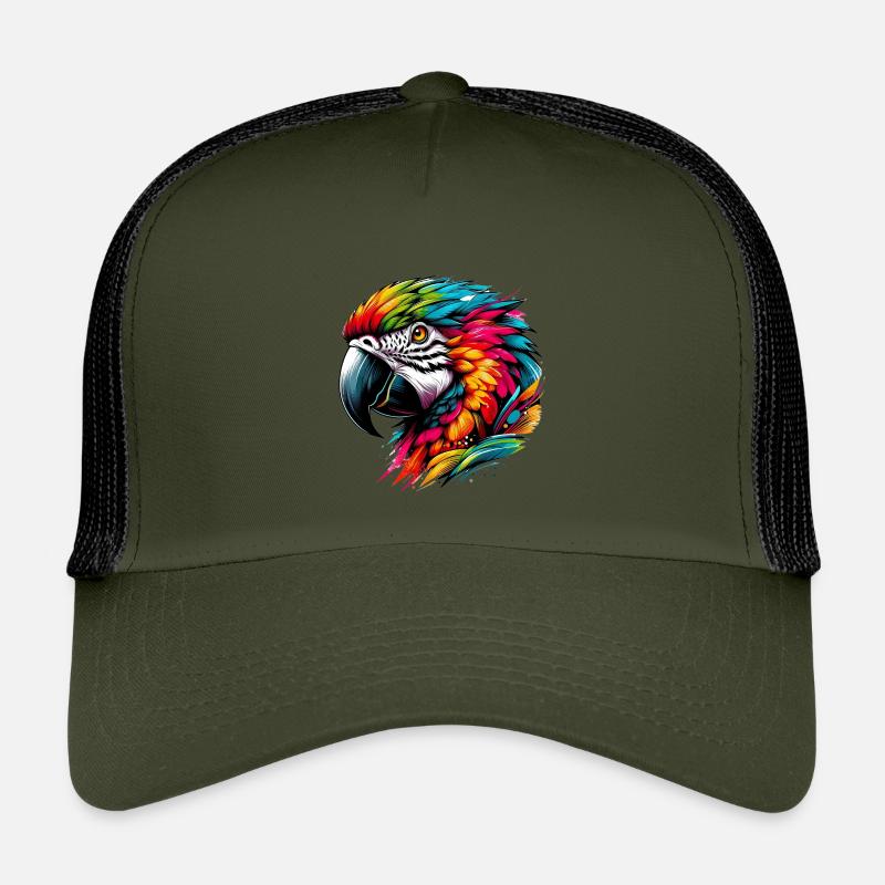 Papagei - Kinder Trucker-Cap - Olive/Schwarz