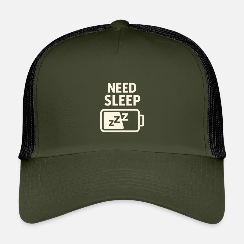 Need Sleep – Akku leer, Schlaf her! - Kinder Trucker-Cap - Olive/Schwarz