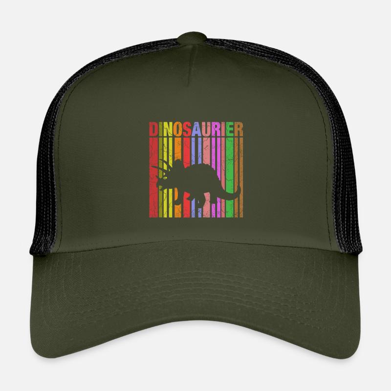 Dinosaurier Silhouette mit Farbdetails - Kinder Trucker-Cap - Olive/Schwarz