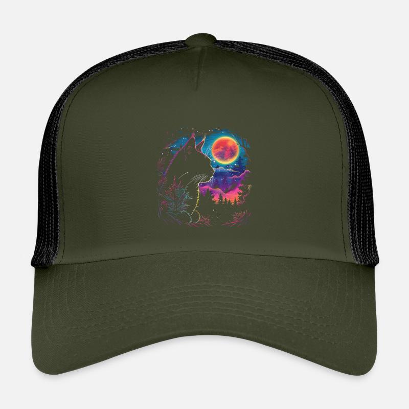 Le chat dort dans la nuit au néon Casquette trucker enfant