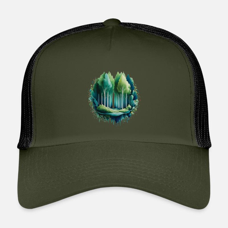 Wald Langbaum Naturmalerei-Druck Kinder Trucker-Cap