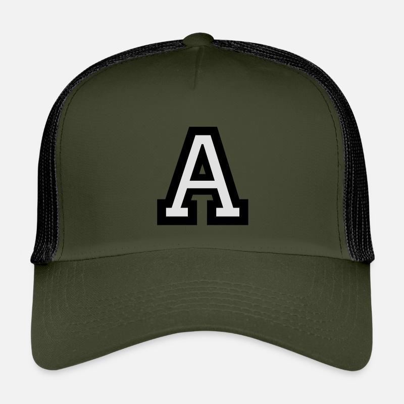 Buchstabe A - Kinder Trucker-Cap - Olive/Schwarz