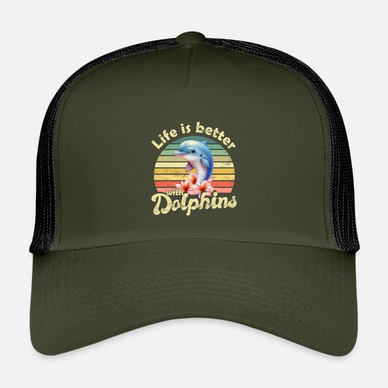 Delfin Delfine - Kinder Trucker-Cap - Olive/Schwarz