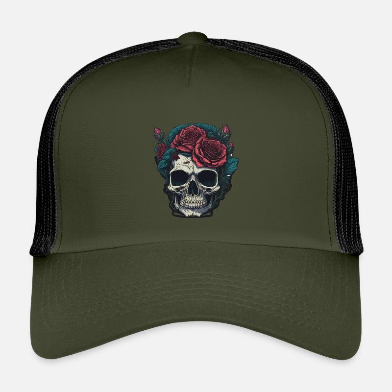 Totenkopf mit Rosen Kinder Trucker-Cap