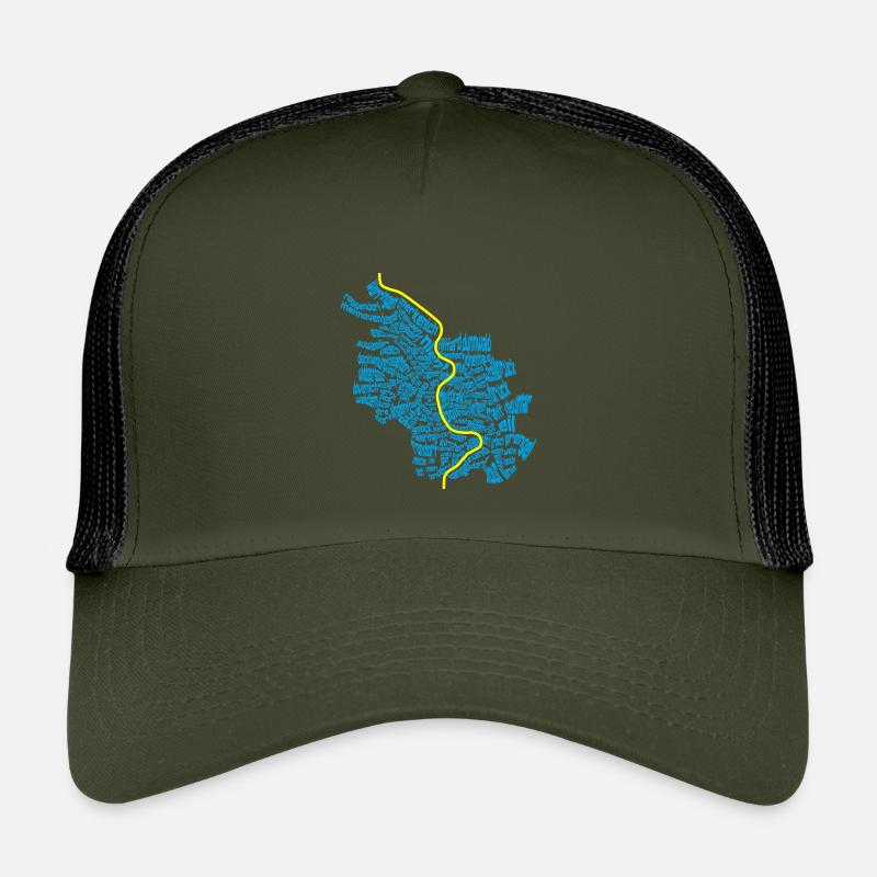 Köln - 86 Veedel - Kinder Trucker-Cap - Olive/Schwarz