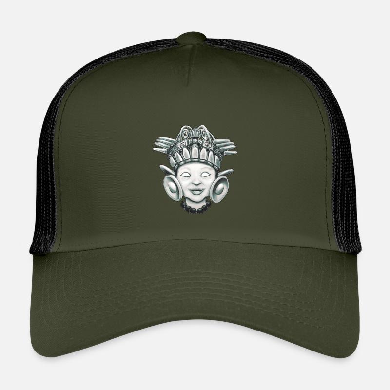 Kindgott Aztekisch inspiriert Monochrom - Kinder Trucker-Cap - Olive/Schwarz