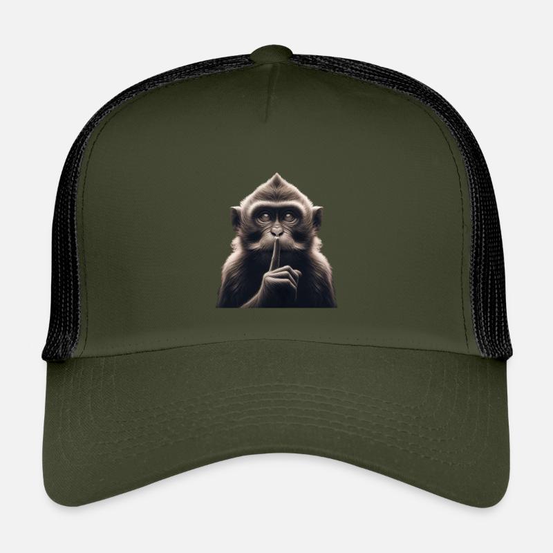 Ein schweigender Affe - Kinder Trucker-Cap - Olive/Schwarz