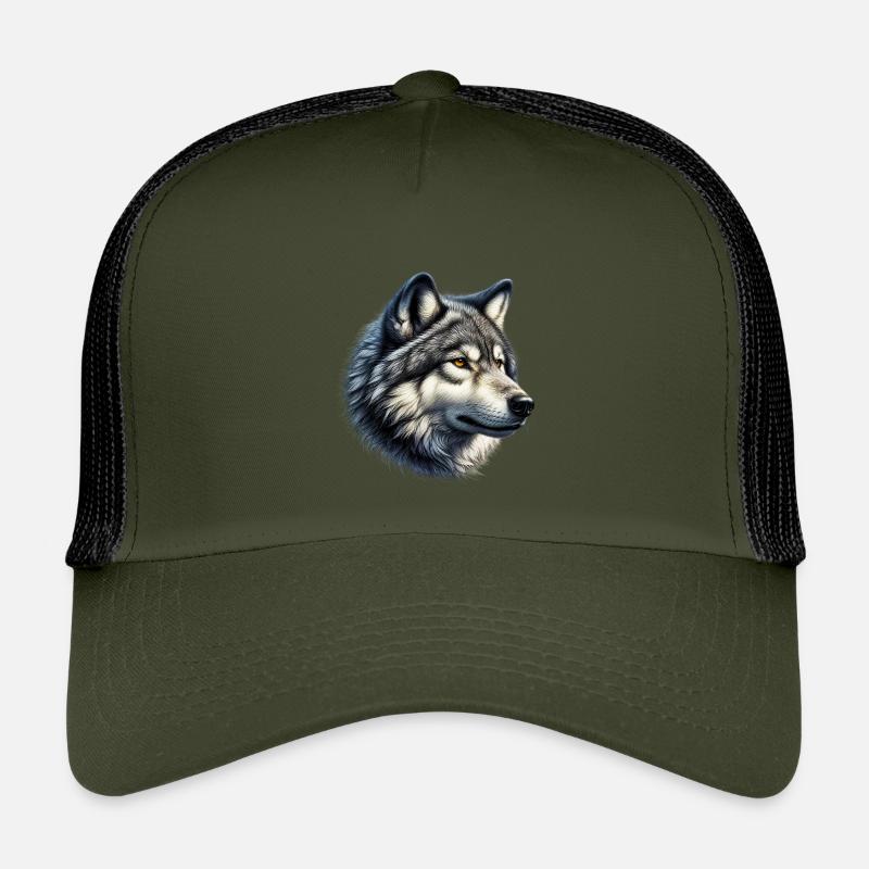 Wolf - Kinder Trucker-Cap - Olive/Schwarz