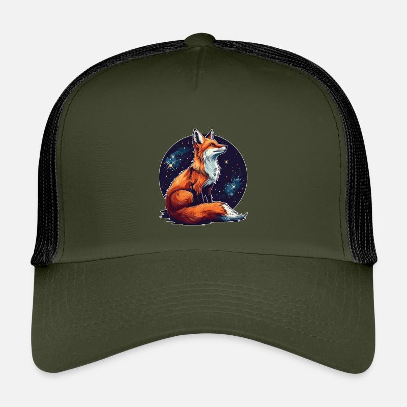 Fuchs mit Sternen - Kinder Trucker-Cap - Olive/Schwarz