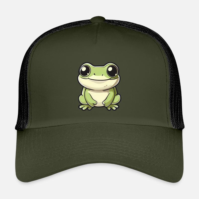 mignon grenouille - Vert - Design joyeux. Casquette trucker enfant