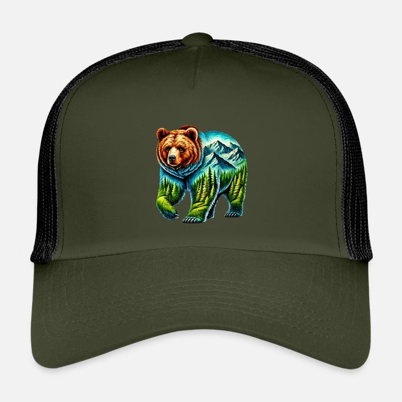 Bär - Kinder Trucker-Cap - Olive/Schwarz