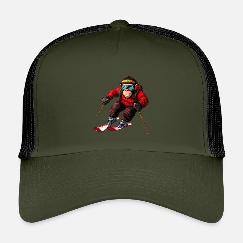 Ski Monkey - Kids’ Trucker Cap - olive/black