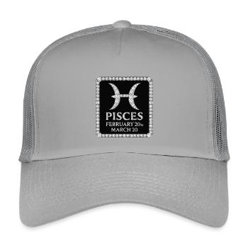 Signe du zodiaque Poissons - Casquette trucker enfant - gris clair - Devant
