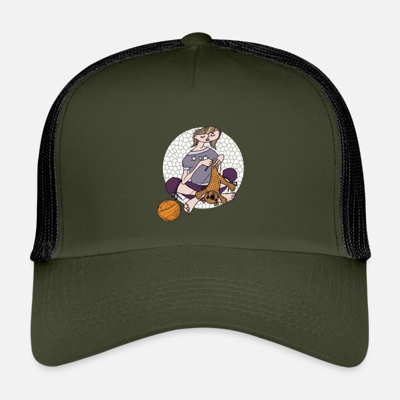 Häkelliebe - Kinder Trucker-Cap - Olive/Schwarz