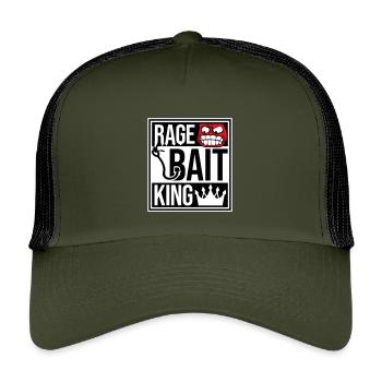 Rage Bait King Online Troll Aufmerksamkeit Spaß - Kinder Trucker-Cap - Olive/Schwarz - Vorne